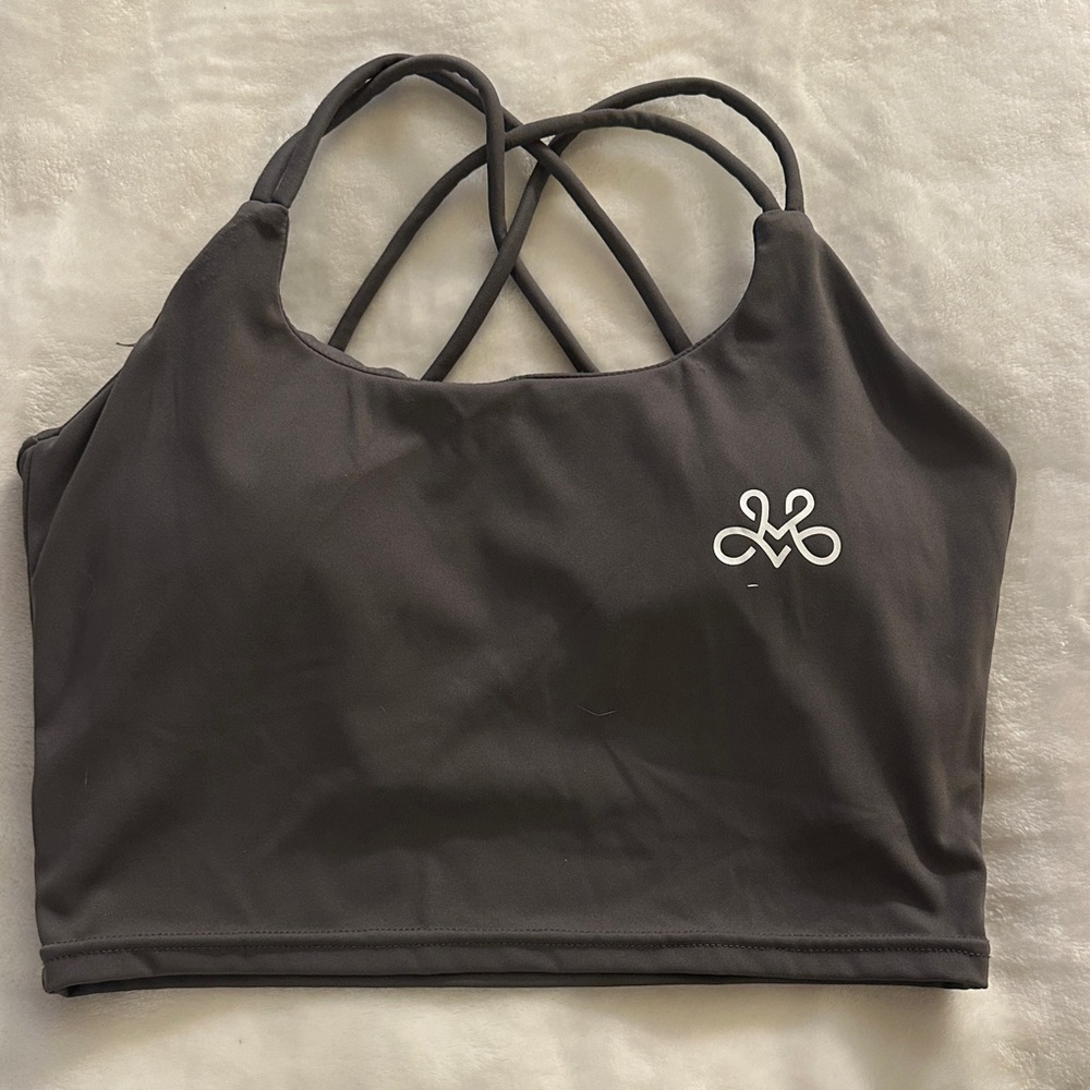 Charcoal Strappy Sports Bra